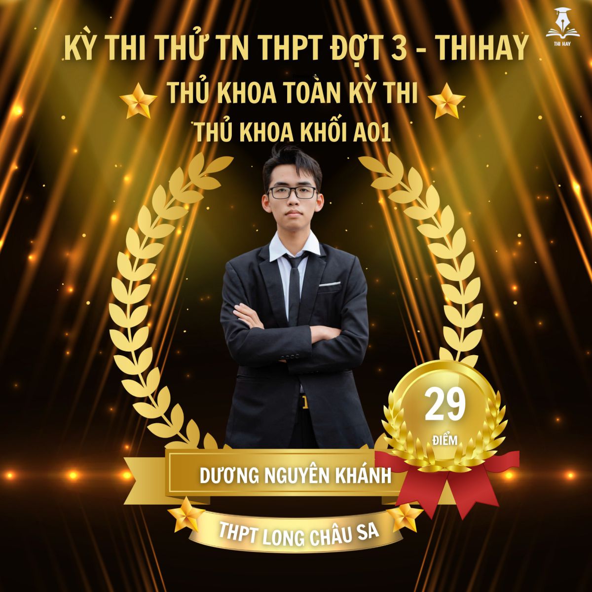 Chúc mừng Thhủ khoa kỳ thi thử TN THPT lần 3 năm 2025